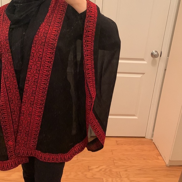 Arab Traditional Red Tatreez (Embroidery) Cape Jacket - Picture 11 of 17